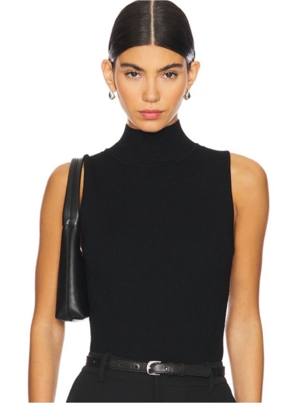 House of Harlow 1960 Sleeveless High Neck All Day Contour Bodysuit, Black, XL